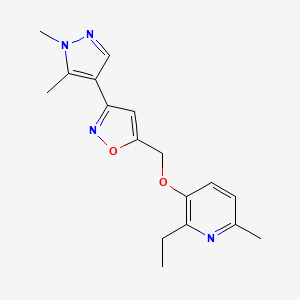 molecular formula C17H20N4O2 B7673369 3-(1,5-Dimethylpyrazol-4-yl)-5-[(2-ethyl-6-methylpyridin-3-yl)oxymethyl]-1,2-oxazole 