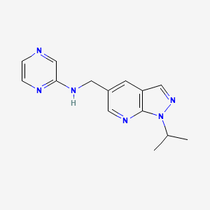 N-[(1-propan-2-ylpyrazolo[3,4-b]pyridin-5-yl)methyl]pyrazin-2-amine