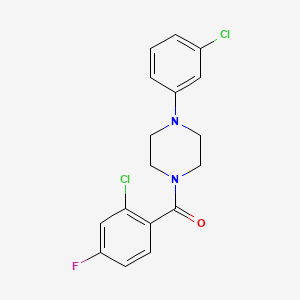 molecular formula C17H15Cl2FN2O B7673375 (2-Chloro-4-fluorophenyl)[4-(3-chlorophenyl)piperazin-1-yl]methanone 