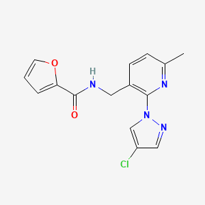 molecular formula C15H13ClN4O2 B7673400 N-[[2-(4-chloropyrazol-1-yl)-6-methylpyridin-3-yl]methyl]furan-2-carboxamide 