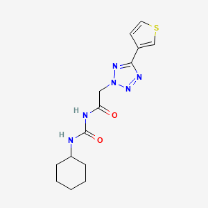 molecular formula C14H18N6O2S B7673416 N-(cyclohexylcarbamoyl)-2-(5-thiophen-3-yltetrazol-2-yl)acetamide 