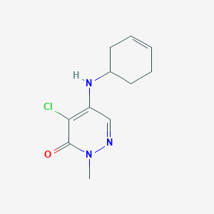 molecular formula C11H14ClN3O B7673488 4-Chloro-5-(cyclohex-3-en-1-ylamino)-2-methylpyridazin-3-one 