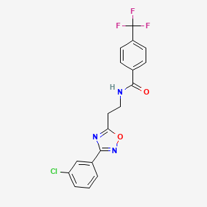 molecular formula C18H13ClF3N3O2 B7673504 N~1~-{2-[3-(3-chlorophenyl)-1,2,4-oxadiazol-5-yl]ethyl}-4-(trifluoromethyl)benzamide 