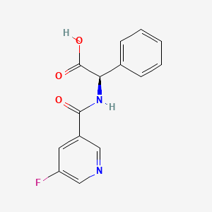 molecular formula C14H11FN2O3 B7673525 (2R)-2-[(5-fluoropyridine-3-carbonyl)amino]-2-phenylacetic acid 