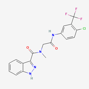 molecular formula C18H14ClF3N4O2 B7673530 N-[2-[4-chloro-3-(trifluoromethyl)anilino]-2-oxoethyl]-N-methyl-1H-indazole-3-carboxamide 