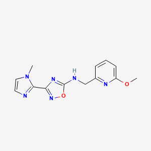 molecular formula C13H14N6O2 B7673542 N-[(6-methoxypyridin-2-yl)methyl]-3-(1-methylimidazol-2-yl)-1,2,4-oxadiazol-5-amine 