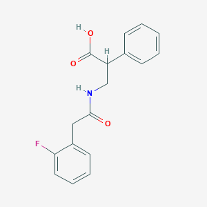 molecular formula C17H16FNO3 B7673606 3-[[2-(2-Fluorophenyl)acetyl]amino]-2-phenylpropanoic acid 