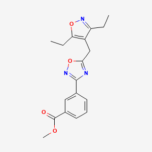 molecular formula C18H19N3O4 B7673675 Methyl 3-[5-[(3,5-diethyl-1,2-oxazol-4-yl)methyl]-1,2,4-oxadiazol-3-yl]benzoate 