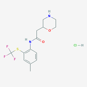 molecular formula C14H18ClF3N2O2S B7673756 N-[4-methyl-2-(trifluoromethylsulfanyl)phenyl]-2-morpholin-2-ylacetamide;hydrochloride 