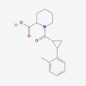 molecular formula C17H21NO3 B7673780 1-[2-(2-Methylphenyl)cyclopropanecarbonyl]piperidine-2-carboxylic acid 