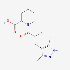 molecular formula C16H25N3O3 B7673818 1-[2-Methyl-3-(1,3,5-trimethylpyrazol-4-yl)propanoyl]piperidine-2-carboxylic acid 