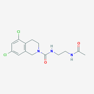 molecular formula C14H17Cl2N3O2 B7673848 N-(2-acetamidoethyl)-5,7-dichloro-3,4-dihydro-1H-isoquinoline-2-carboxamide 