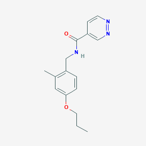 molecular formula C16H19N3O2 B7673864 N-[(2-methyl-4-propoxyphenyl)methyl]pyridazine-4-carboxamide 