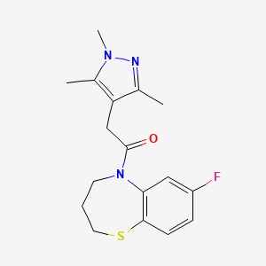 1-(7-fluoro-3,4-dihydro-2H-1,5-benzothiazepin-5-yl)-2-(1,3,5-trimethylpyrazol-4-yl)ethanone