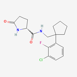 (2R)-N-[[1-(3-chloro-2-fluorophenyl)cyclopentyl]methyl]-5-oxopyrrolidine-2-carboxamide