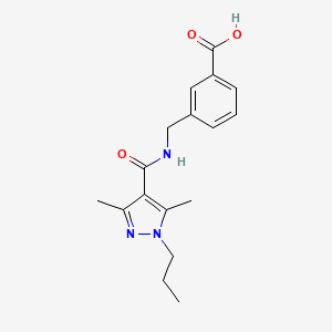 molecular formula C17H21N3O3 B7673988 3-[[(3,5-Dimethyl-1-propylpyrazole-4-carbonyl)amino]methyl]benzoic acid 