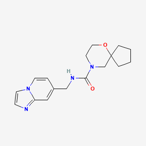 molecular formula C17H22N4O2 B7674005 N-(imidazo[1,2-a]pyridin-7-ylmethyl)-6-oxa-9-azaspiro[4.5]decane-9-carboxamide 