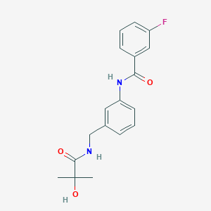 molecular formula C18H19FN2O3 B7674027 3-fluoro-N-[3-[[(2-hydroxy-2-methylpropanoyl)amino]methyl]phenyl]benzamide 