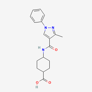 molecular formula C18H21N3O3 B7674050 4-[(3-Methyl-1-phenylpyrazole-4-carbonyl)amino]cyclohexane-1-carboxylic acid 