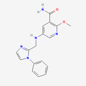 molecular formula C17H17N5O2 B7674102 2-Methoxy-5-[(1-phenylimidazol-2-yl)methylamino]pyridine-3-carboxamide 