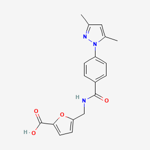 molecular formula C18H17N3O4 B7674128 5-[[[4-(3,5-Dimethylpyrazol-1-yl)benzoyl]amino]methyl]furan-2-carboxylic acid 