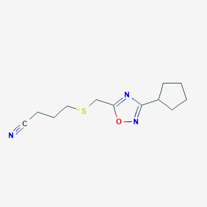 4-[(3-Cyclopentyl-1,2,4-oxadiazol-5-yl)methylsulfanyl]butanenitrile