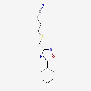 4-[(5-Cyclohexyl-1,2,4-oxadiazol-3-yl)methylsulfanyl]butanenitrile