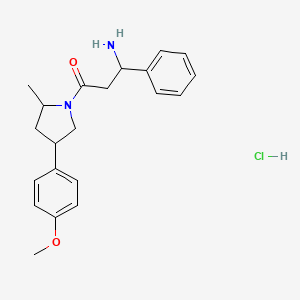 molecular formula C21H27ClN2O2 B7674243 3-Amino-1-[4-(4-methoxyphenyl)-2-methylpyrrolidin-1-yl]-3-phenylpropan-1-one;hydrochloride 