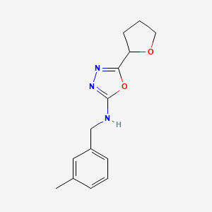 molecular formula C14H17N3O2 B7674261 N-[(3-methylphenyl)methyl]-5-(oxolan-2-yl)-1,3,4-oxadiazol-2-amine 