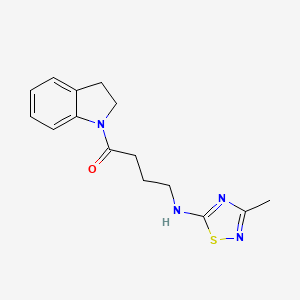 molecular formula C15H18N4OS B7674270 1-(2,3-Dihydroindol-1-yl)-4-[(3-methyl-1,2,4-thiadiazol-5-yl)amino]butan-1-one 