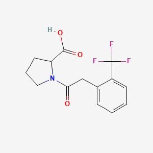 molecular formula C14H14F3NO3 B7674286 1-[2-[2-(Trifluoromethyl)phenyl]acetyl]pyrrolidine-2-carboxylic acid 