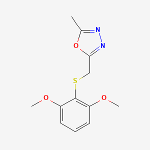 molecular formula C12H14N2O3S B7674321 2-[(2,6-Dimethoxyphenyl)sulfanylmethyl]-5-methyl-1,3,4-oxadiazole 