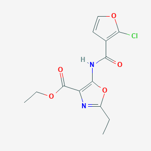 molecular formula C13H13ClN2O5 B7674363 Ethyl 5-[(2-chlorofuran-3-carbonyl)amino]-2-ethyl-1,3-oxazole-4-carboxylate 