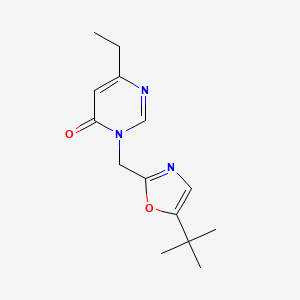 molecular formula C14H19N3O2 B7674393 3-[(5-Tert-butyl-1,3-oxazol-2-yl)methyl]-6-ethylpyrimidin-4-one 