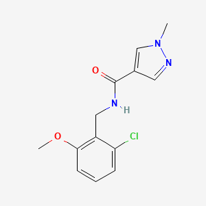 molecular formula C13H14ClN3O2 B7674414 N-[(2-chloro-6-methoxyphenyl)methyl]-1-methylpyrazole-4-carboxamide 