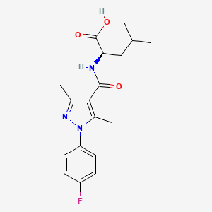 (2R)-2-[[1-(4-fluorophenyl)-3,5-dimethylpyrazole-4-carbonyl]amino]-4-methylpentanoic acid