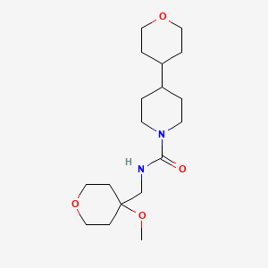 molecular formula C18H32N2O4 B7674485 N-[(4-methoxyoxan-4-yl)methyl]-4-(oxan-4-yl)piperidine-1-carboxamide 