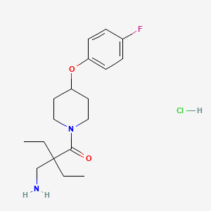 molecular formula C18H28ClFN2O2 B7674506 2-(Aminomethyl)-2-ethyl-1-[4-(4-fluorophenoxy)piperidin-1-yl]butan-1-one;hydrochloride 