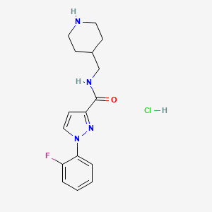 molecular formula C16H20ClFN4O B7674518 1-(2-fluorophenyl)-N-(piperidin-4-ylmethyl)pyrazole-3-carboxamide;hydrochloride 