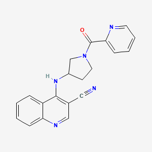 molecular formula C20H17N5O B7674579 4-[[1-(Pyridine-2-carbonyl)pyrrolidin-3-yl]amino]quinoline-3-carbonitrile 