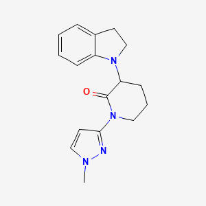 molecular formula C17H20N4O B7674643 3-(2,3-Dihydroindol-1-yl)-1-(1-methylpyrazol-3-yl)piperidin-2-one 