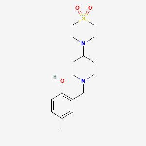 molecular formula C17H26N2O3S B7674650 2-[[4-(1,1-Dioxo-1,4-thiazinan-4-yl)piperidin-1-yl]methyl]-4-methylphenol 