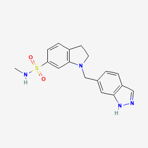 molecular formula C17H18N4O2S B7674705 1-(1H-indazol-6-ylmethyl)-N-methyl-2,3-dihydroindole-6-sulfonamide 