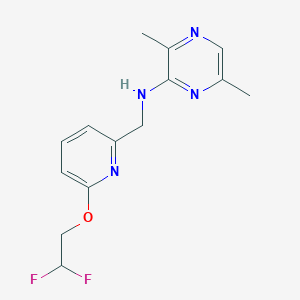 molecular formula C14H16F2N4O B7674779 N-[[6-(2,2-difluoroethoxy)pyridin-2-yl]methyl]-3,6-dimethylpyrazin-2-amine 