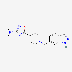 molecular formula C17H22N6O B7674798 5-[1-(1H-indazol-6-ylmethyl)piperidin-4-yl]-N,N-dimethyl-1,2,4-oxadiazol-3-amine 