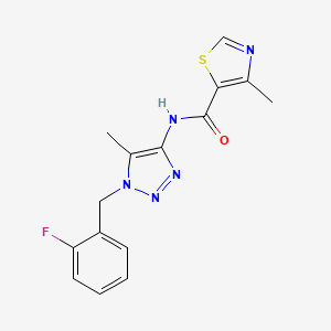 molecular formula C15H14FN5OS B7674808 N-[1-[(2-fluorophenyl)methyl]-5-methyltriazol-4-yl]-4-methyl-1,3-thiazole-5-carboxamide 