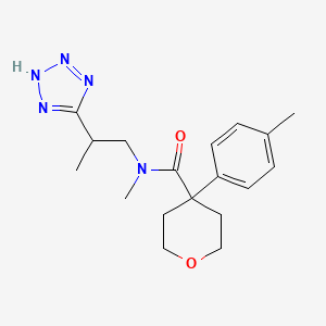 molecular formula C18H25N5O2 B7674850 N-methyl-4-(4-methylphenyl)-N-[2-(2H-tetrazol-5-yl)propyl]oxane-4-carboxamide 