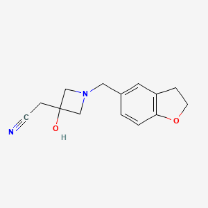 molecular formula C14H16N2O2 B7674851 2-[1-(2,3-Dihydro-1-benzofuran-5-ylmethyl)-3-hydroxyazetidin-3-yl]acetonitrile 