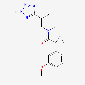 molecular formula C17H23N5O2 B7674881 1-(3-methoxy-4-methylphenyl)-N-methyl-N-[2-(2H-tetrazol-5-yl)propyl]cyclopropane-1-carboxamide 