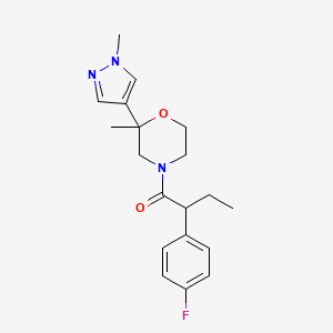 2-(4-Fluorophenyl)-1-[2-methyl-2-(1-methylpyrazol-4-yl)morpholin-4-yl]butan-1-one